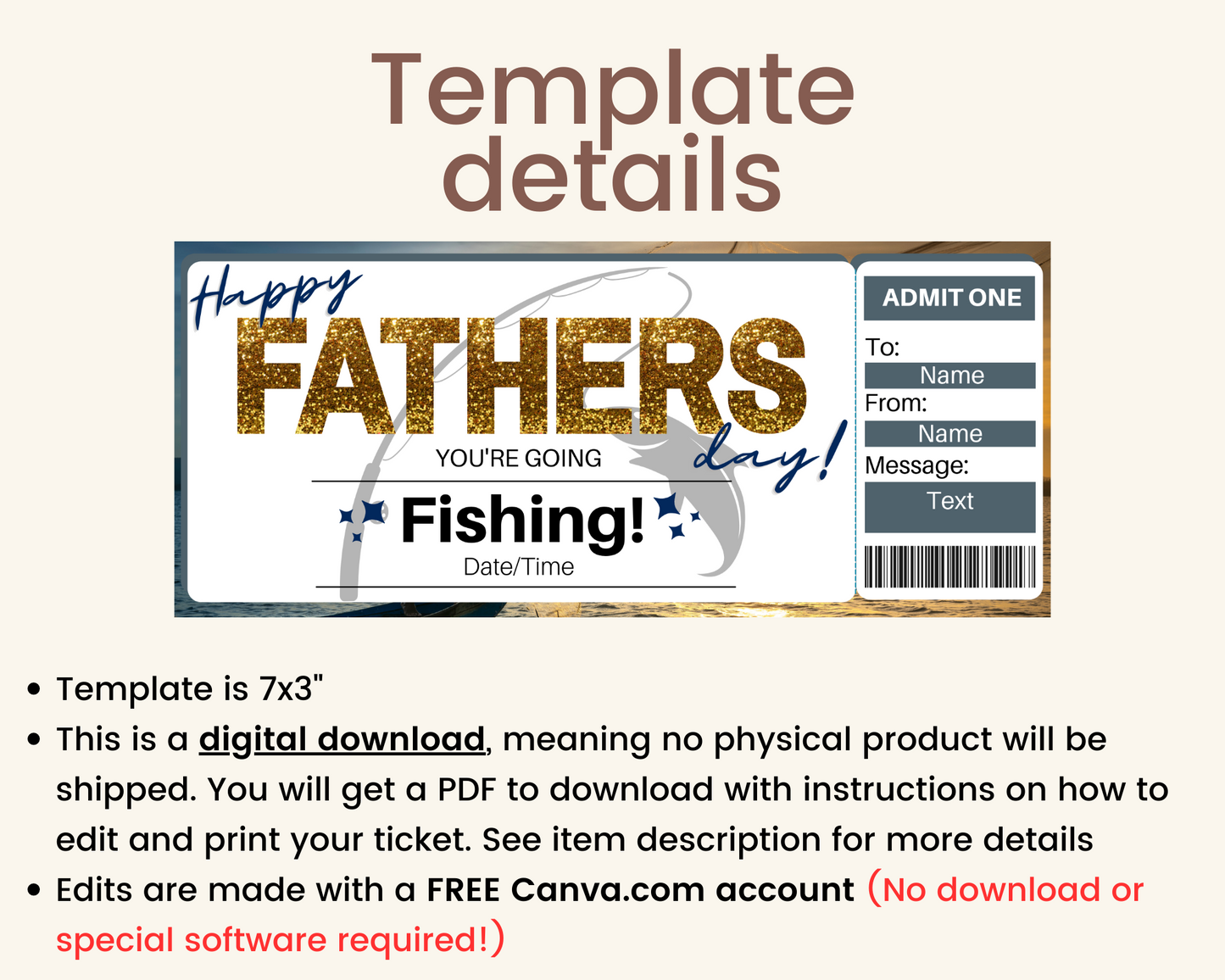 Father's Day Fishing Gift Ticket