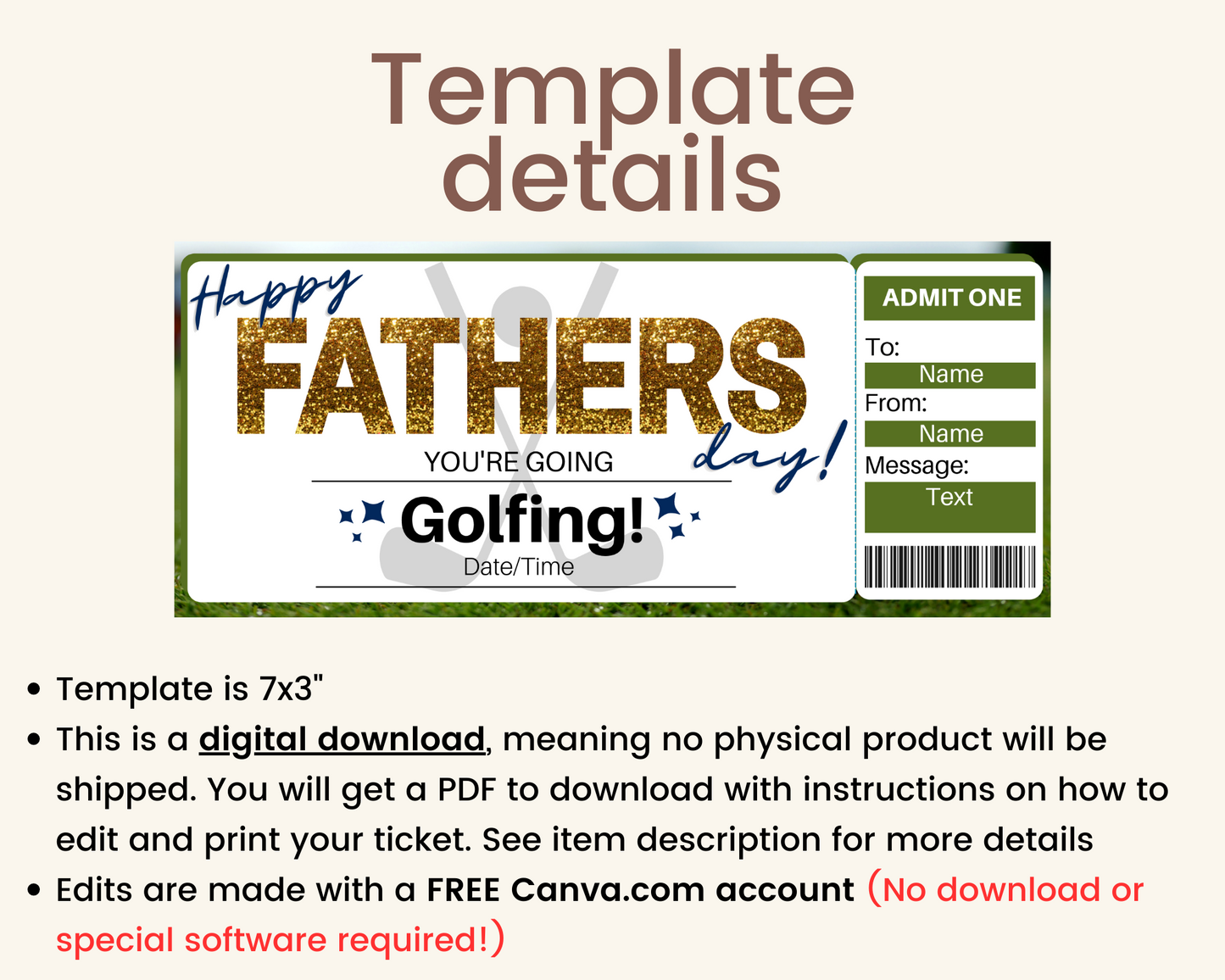 Father's Day Golfing Gift Ticket