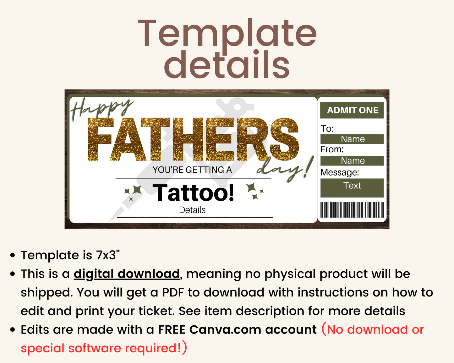 Father's Day Tattoo Gift Certificate