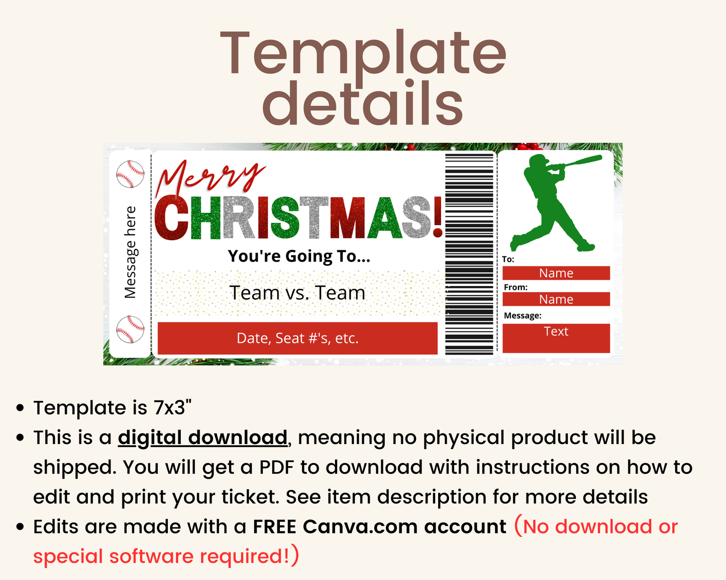 Christmas Baseball Game Tickets
