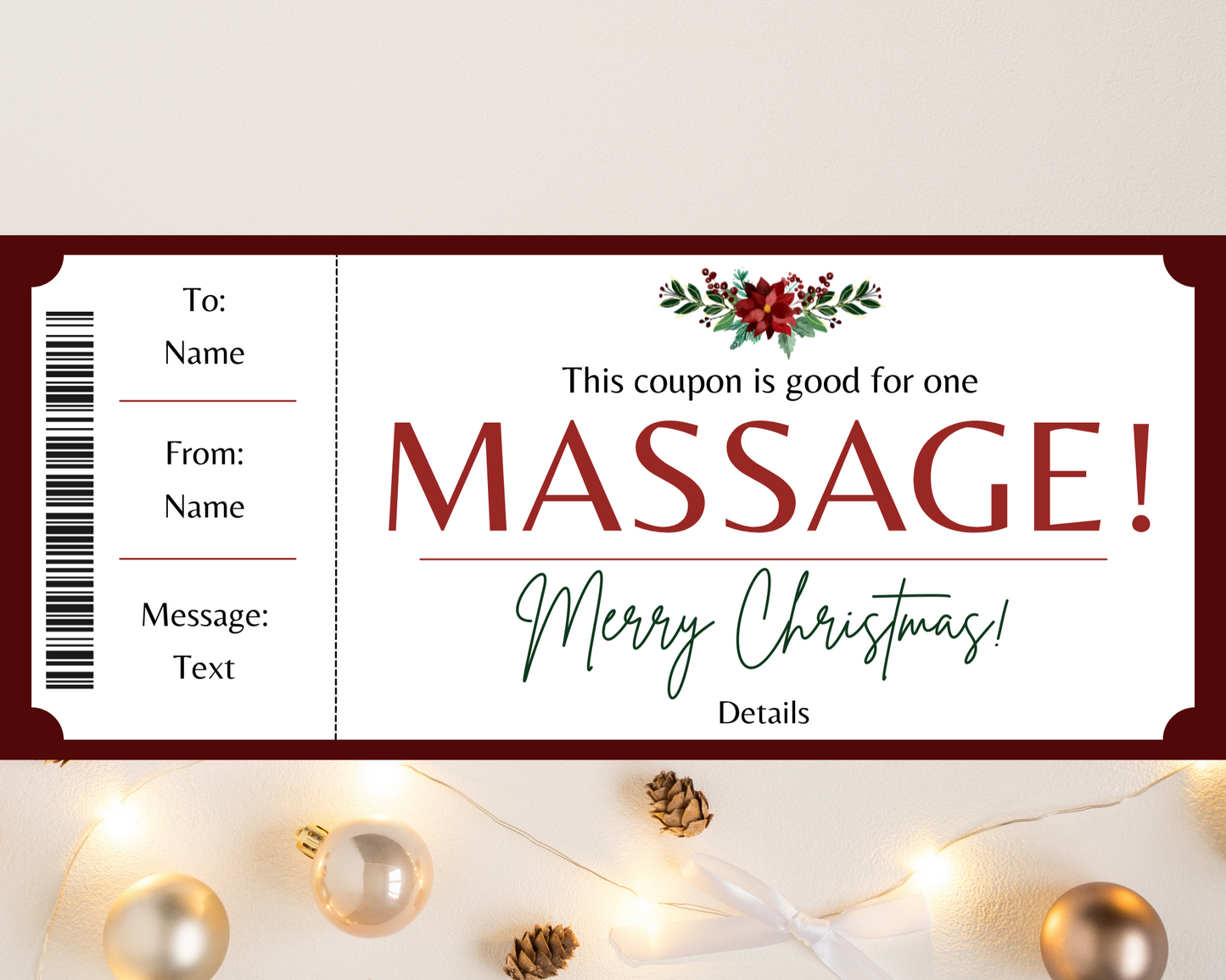 Christmas Massage Gift Card Template