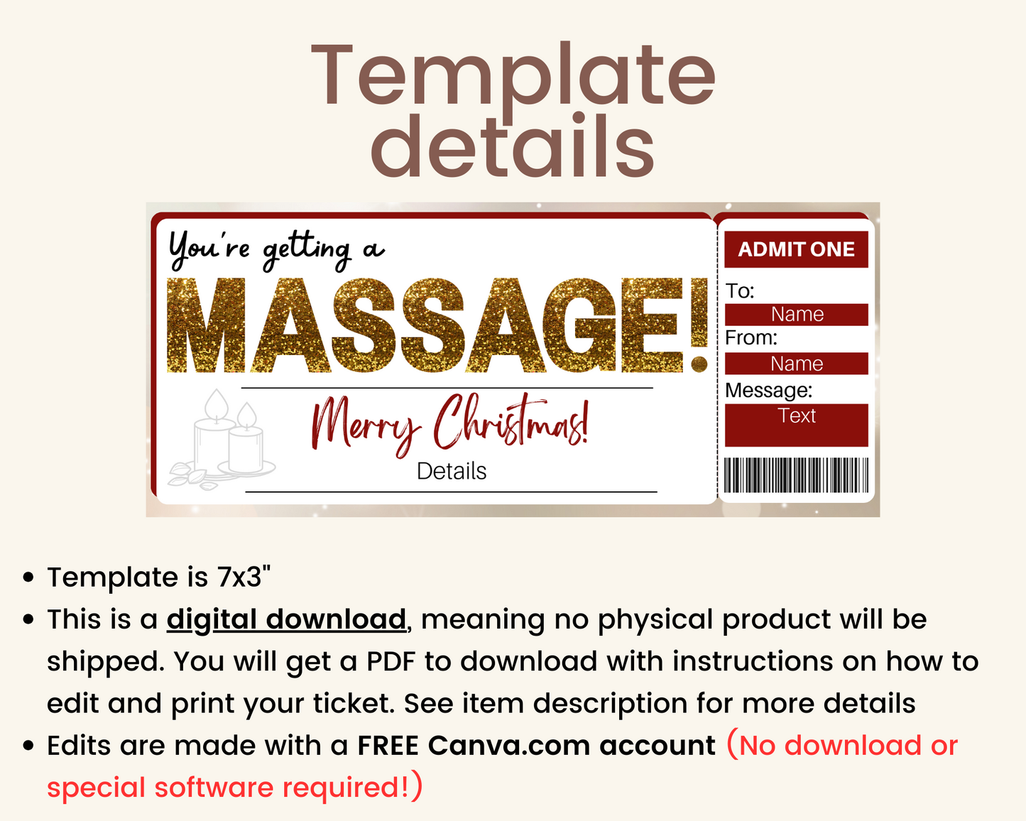 Christmas Massage Gift Certificate Template
