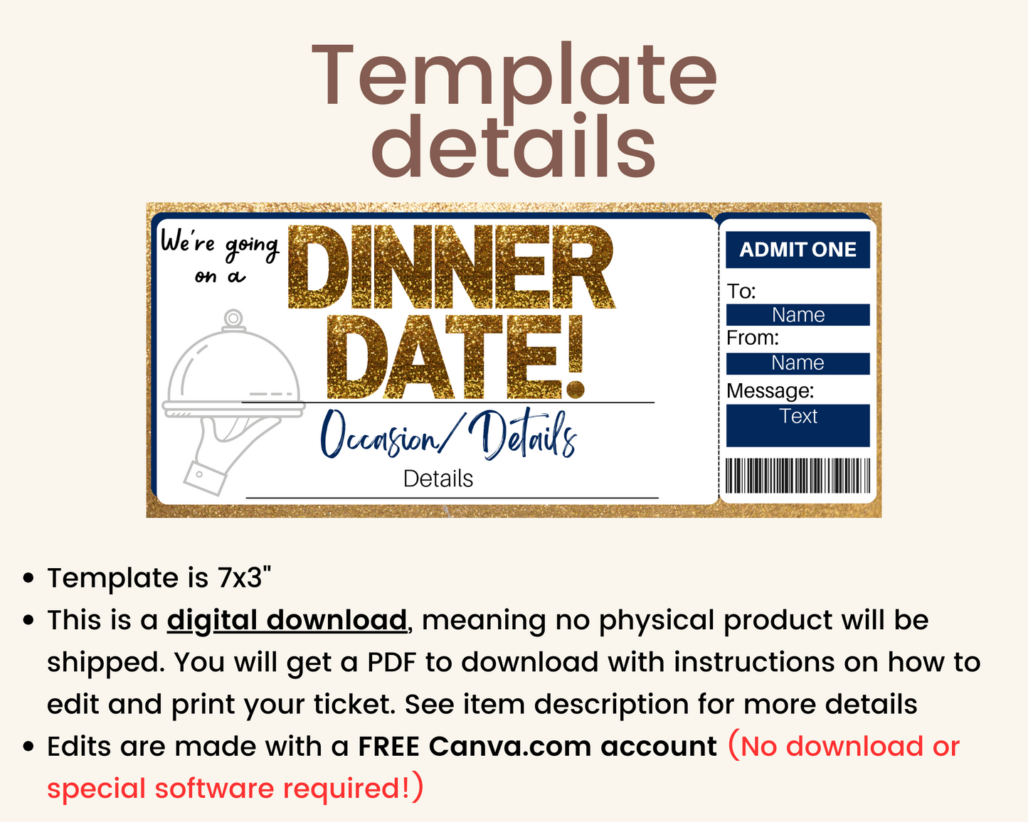 Dinner Date Gift Certificate Template