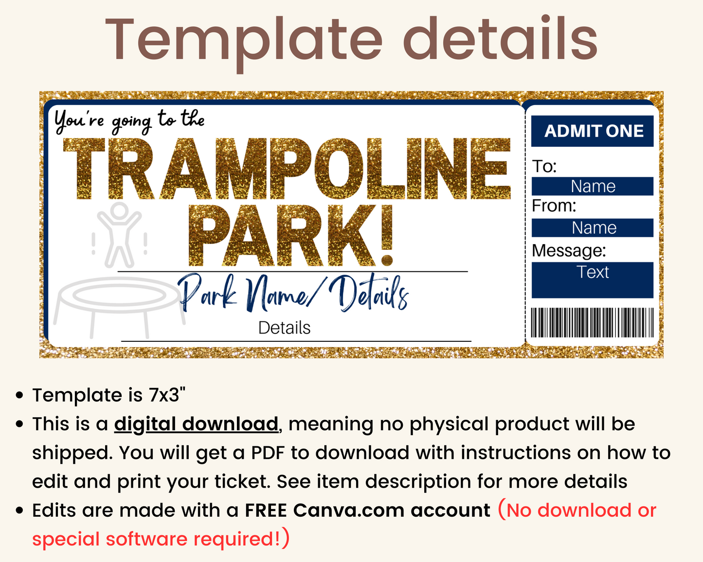 Trampoline Park Gift Ticket