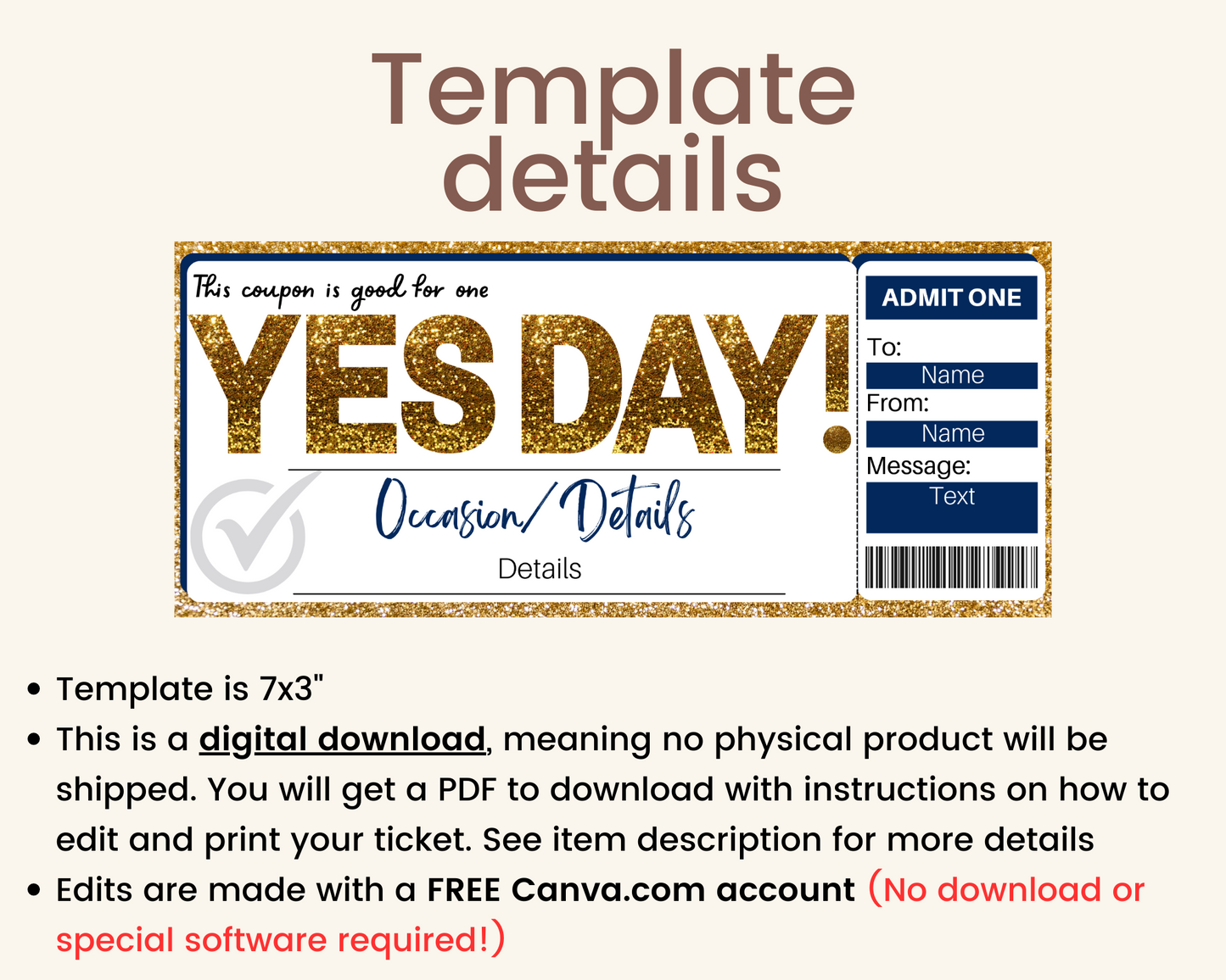 Yes Day Gift Certificate Template