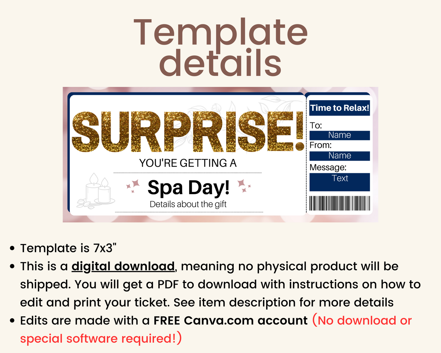 Surprise Spa Day Gift Certificate Template