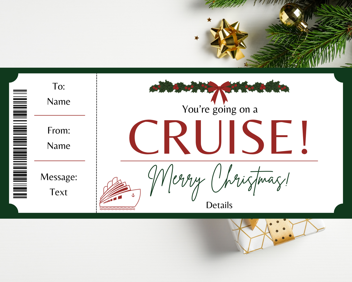 Christmas Cruise Gift Certificate Template