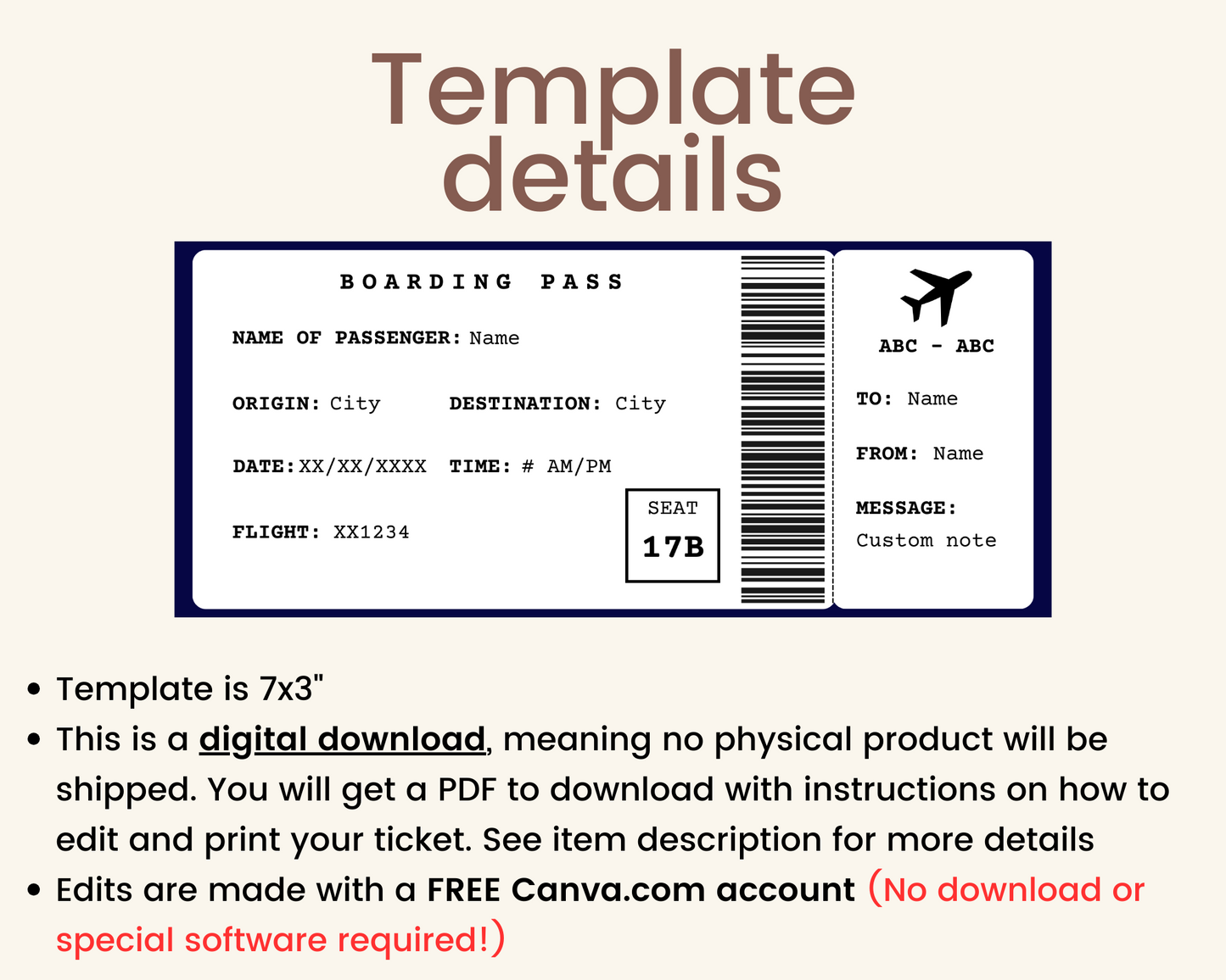 Printable Boarding Pass Template