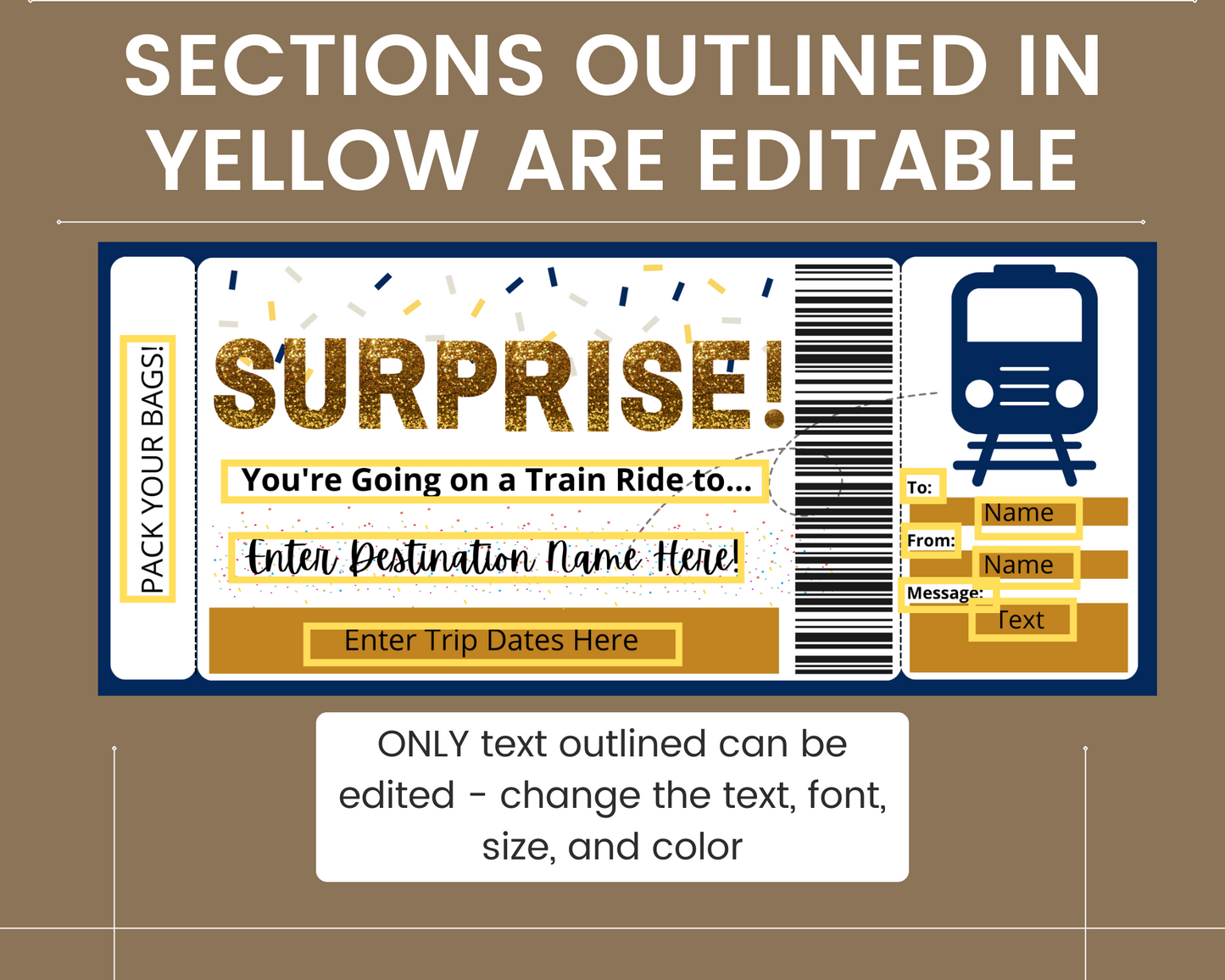 Surprise Train Ride Boarding Pass Template