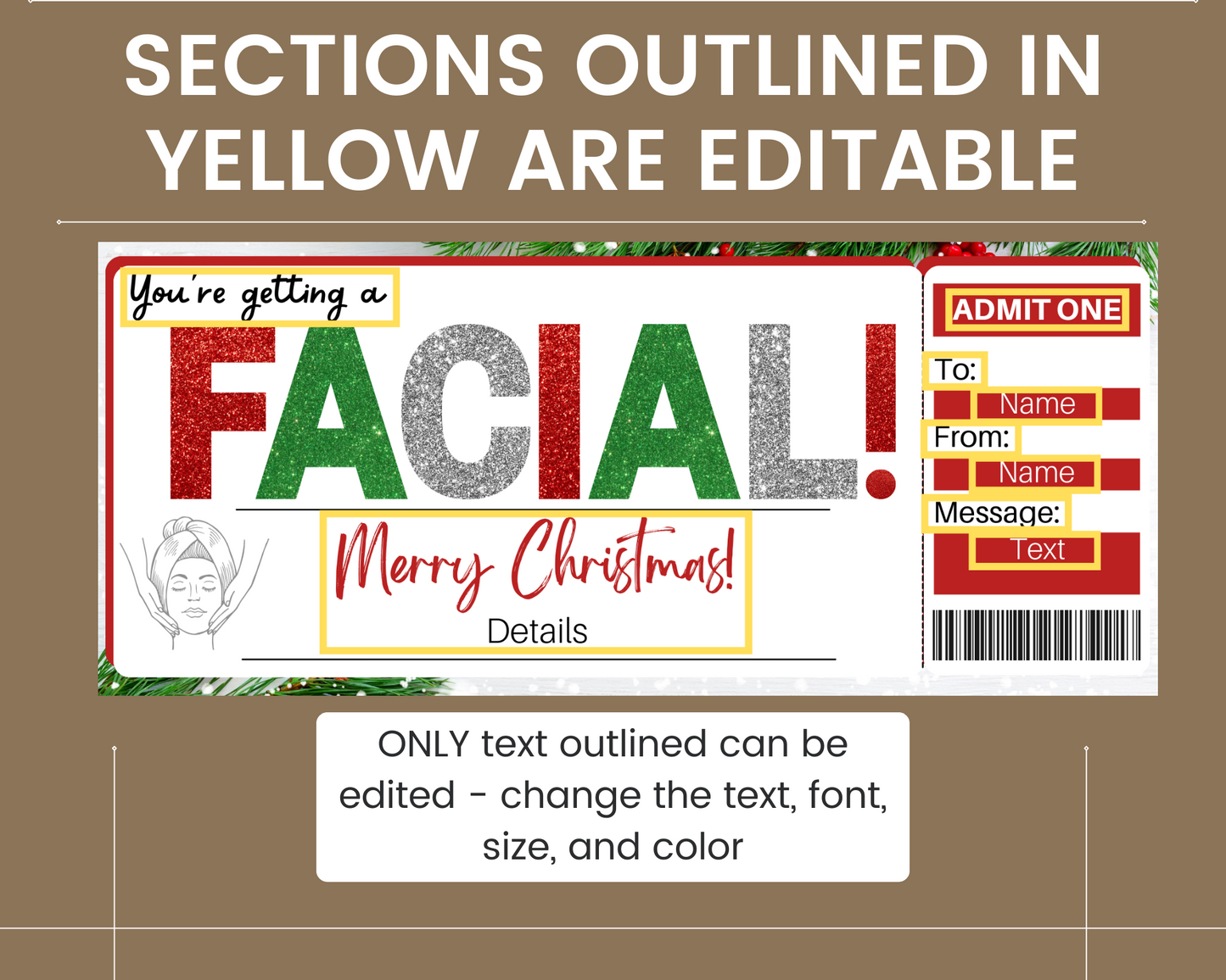 Christmas Facial Gift Ticket