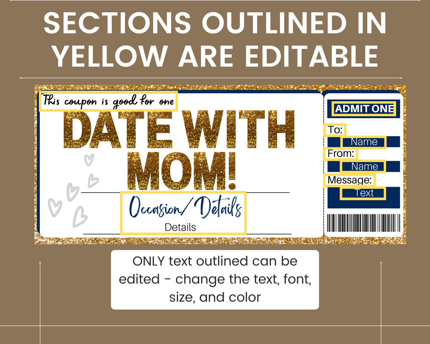 Date with Mom Gift Ticket Template
