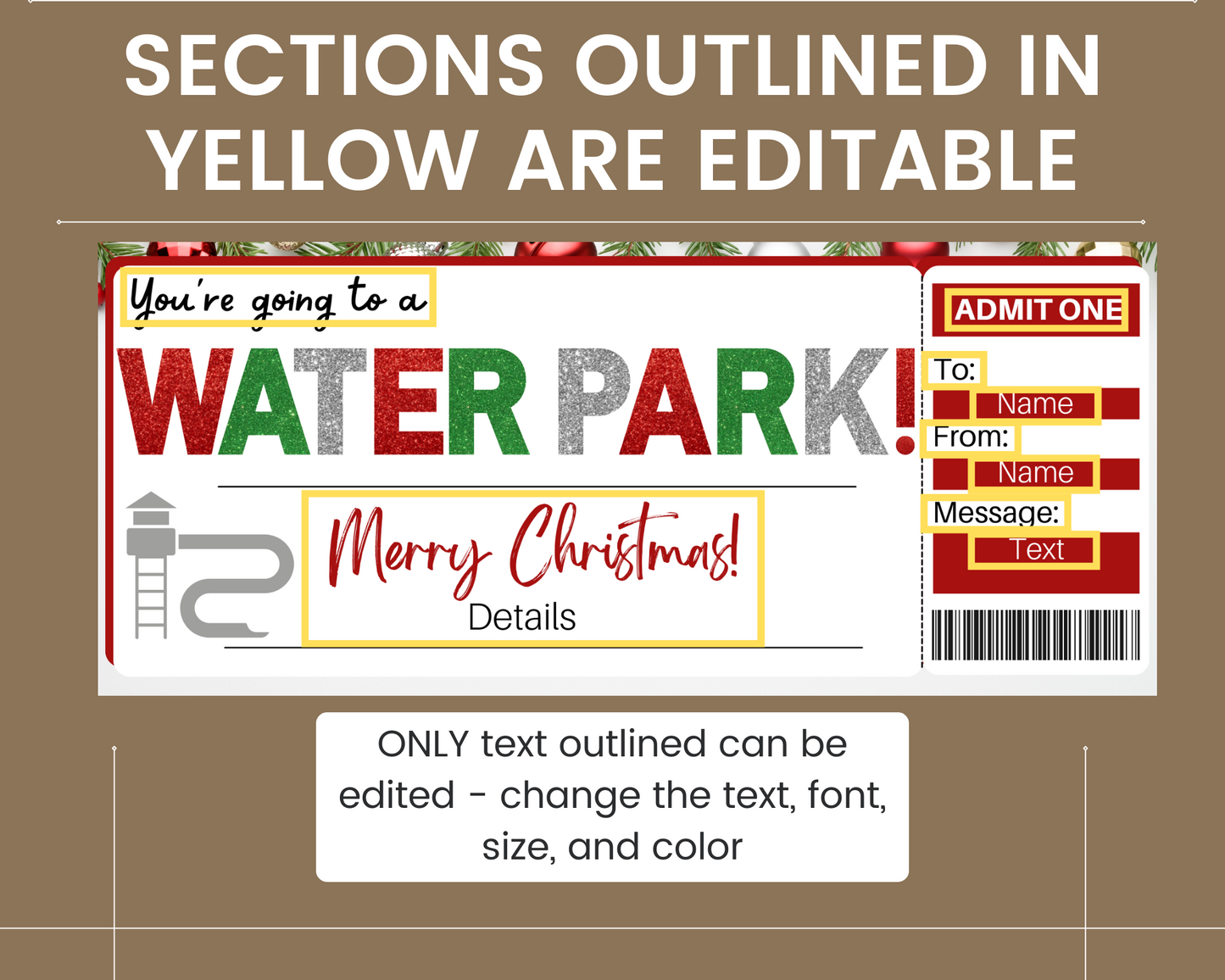 Christmas Water Park Gift Certificate Template