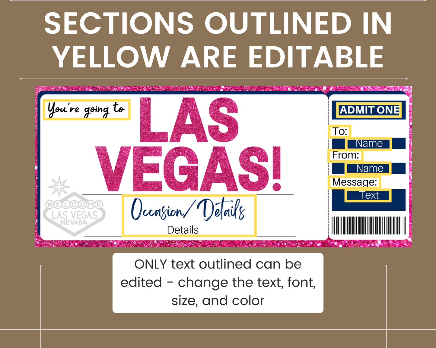 Las Vegas Boarding Ticket Template