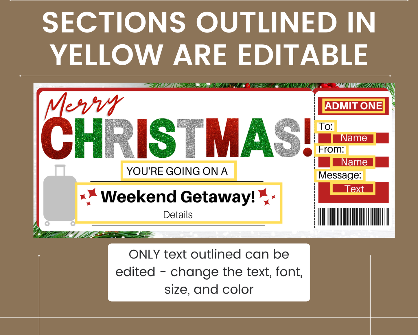 Christmas Weekend Getaway Gift Certificate Template