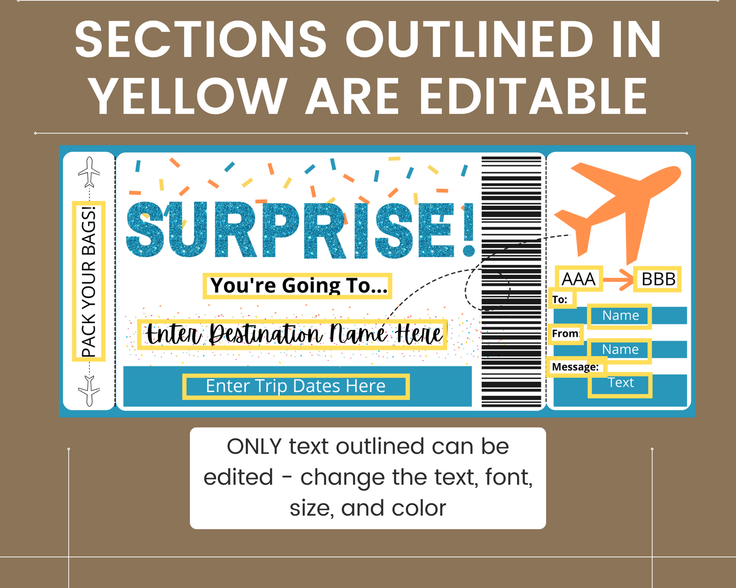 Surprise Boarding Pass Template