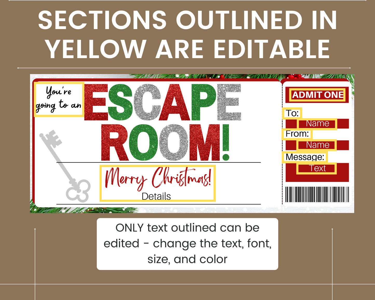 Christmas Escape Room Gift Certificate Template