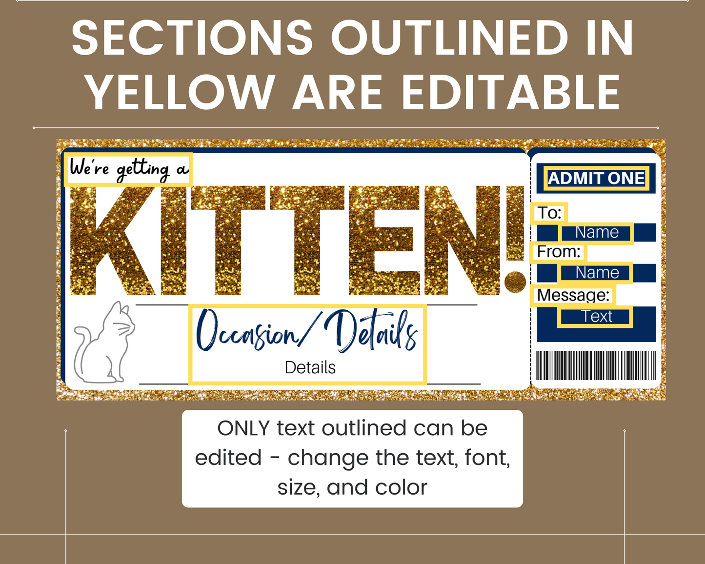New Kitten Gift Certificate Template