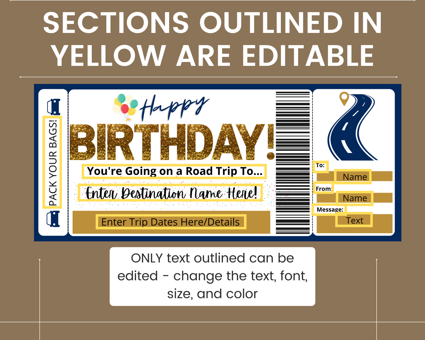 Birthday Road Trip Boarding Pass