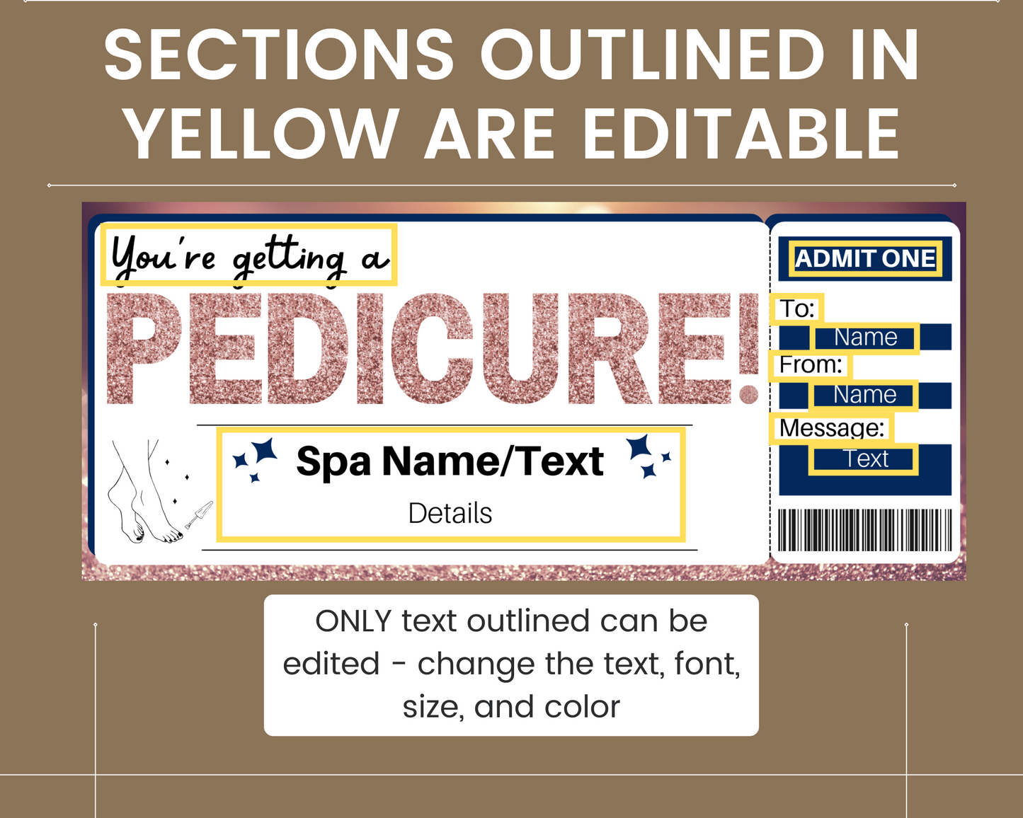 Pedicure Gift Ticket Template