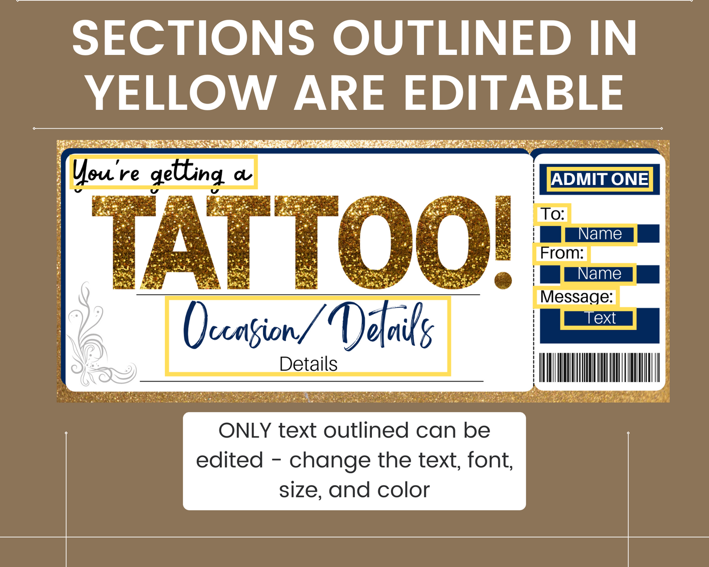 Tattoo Gift Ticket Template