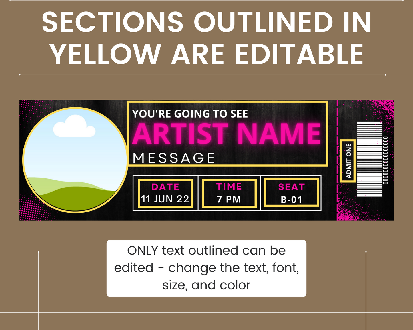 Printable Concert Ticket Template Gift