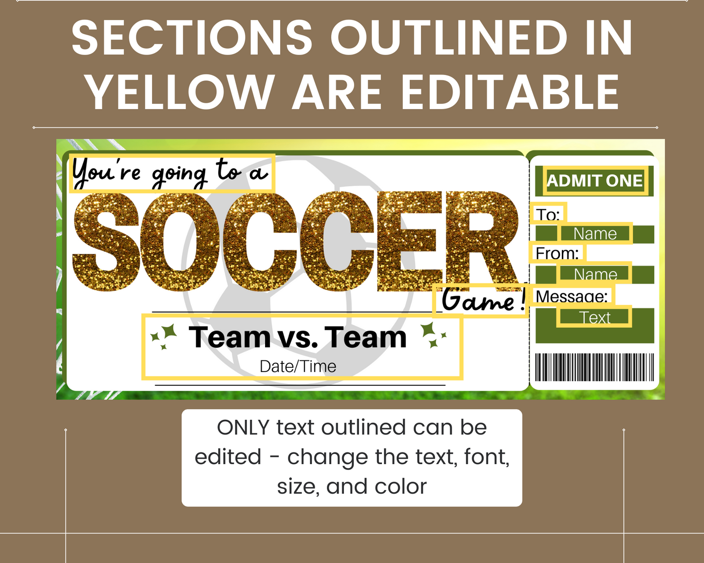 Soccer Game Gift Ticket Template