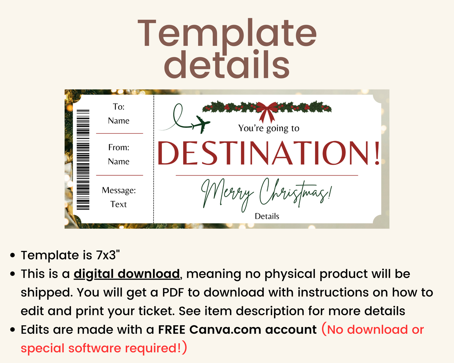 Boarding Pass Template Christmas