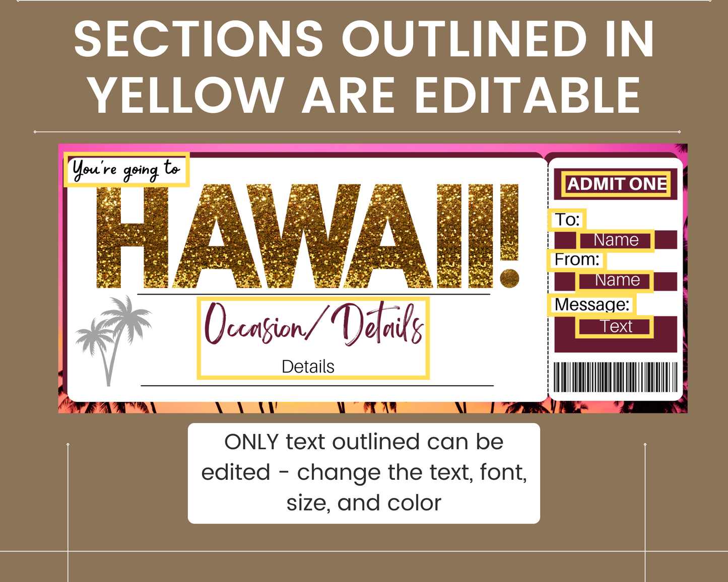Hawaii Flight Ticket: Boarding Pass Template