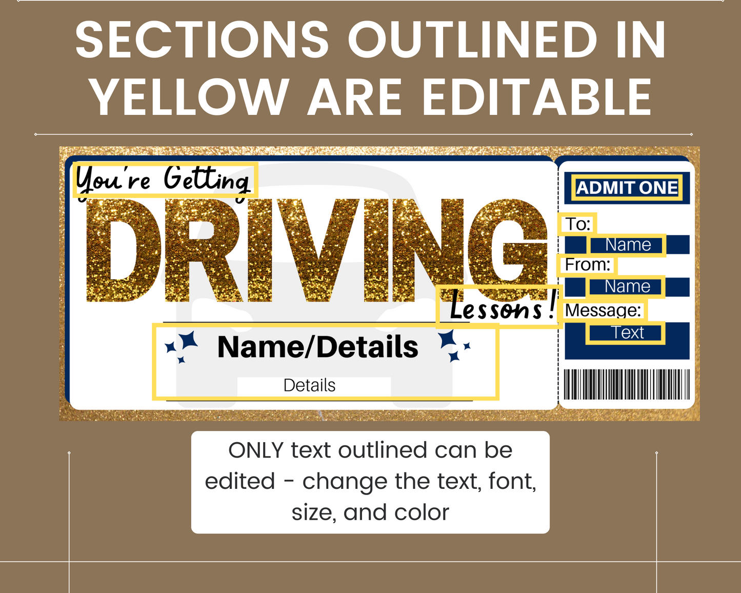 Driving Lessons Gift Ticket Template