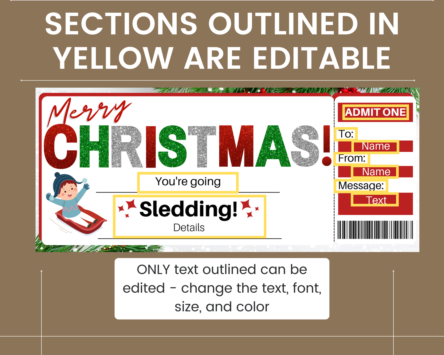 Christmas Sledding Gift Certificate Template