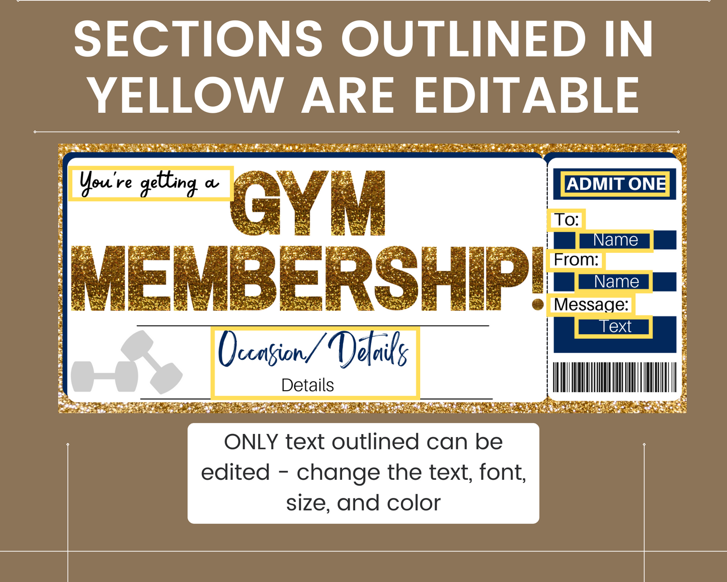 Gym Membership Gift Ticket Template