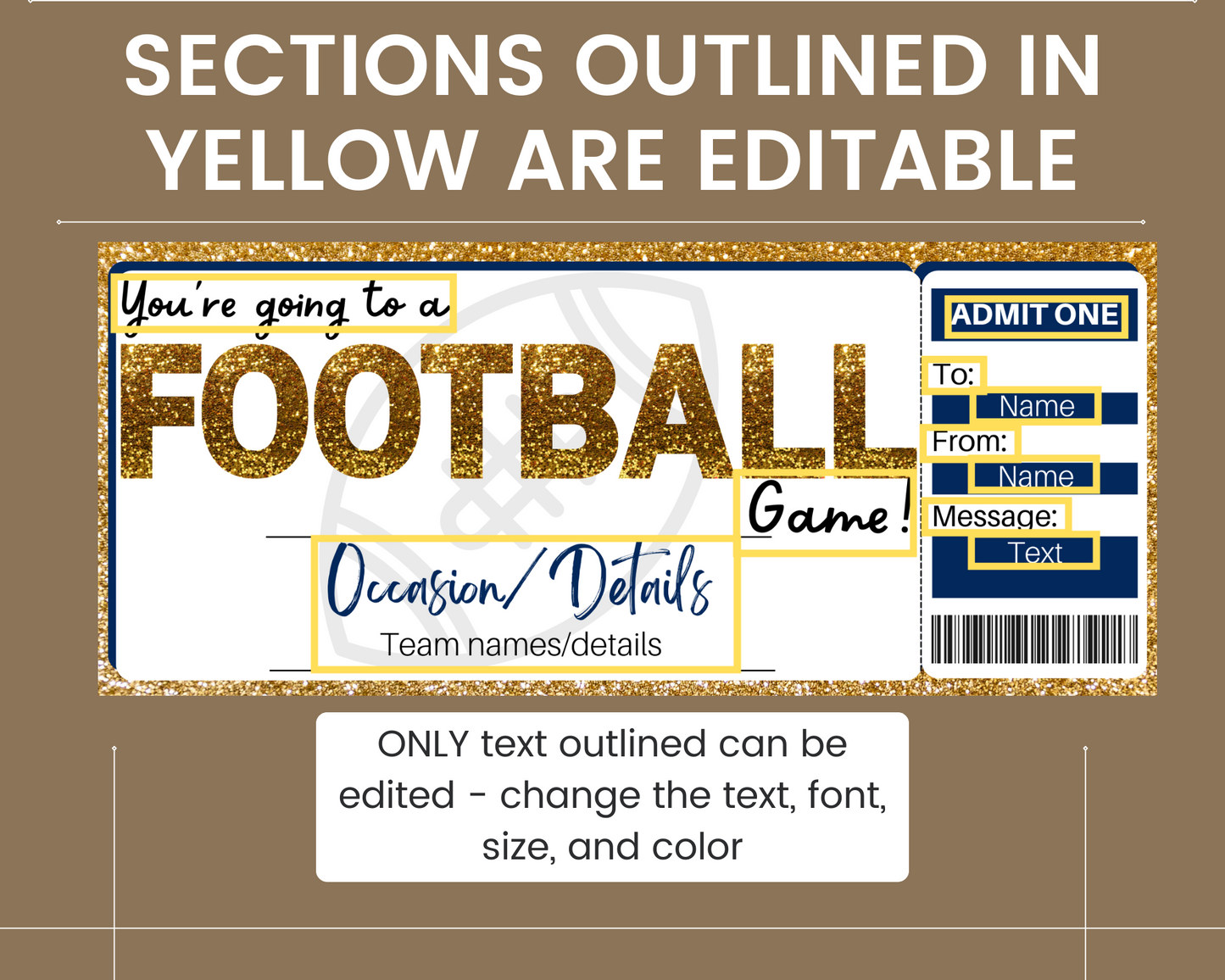Printable Football Game Ticket Template