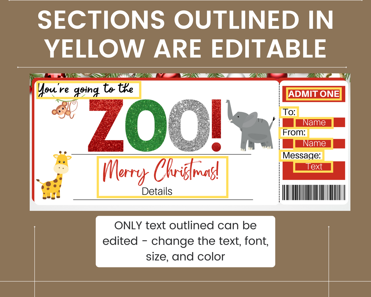 Christmas Zoo Gift Certificate Template