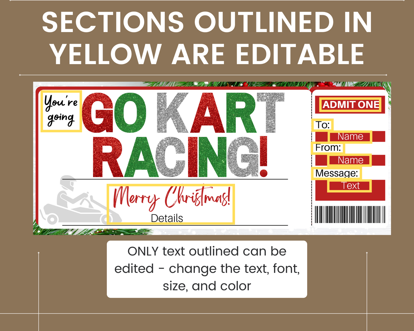 Christmas Go Karting Gift Ticket Template