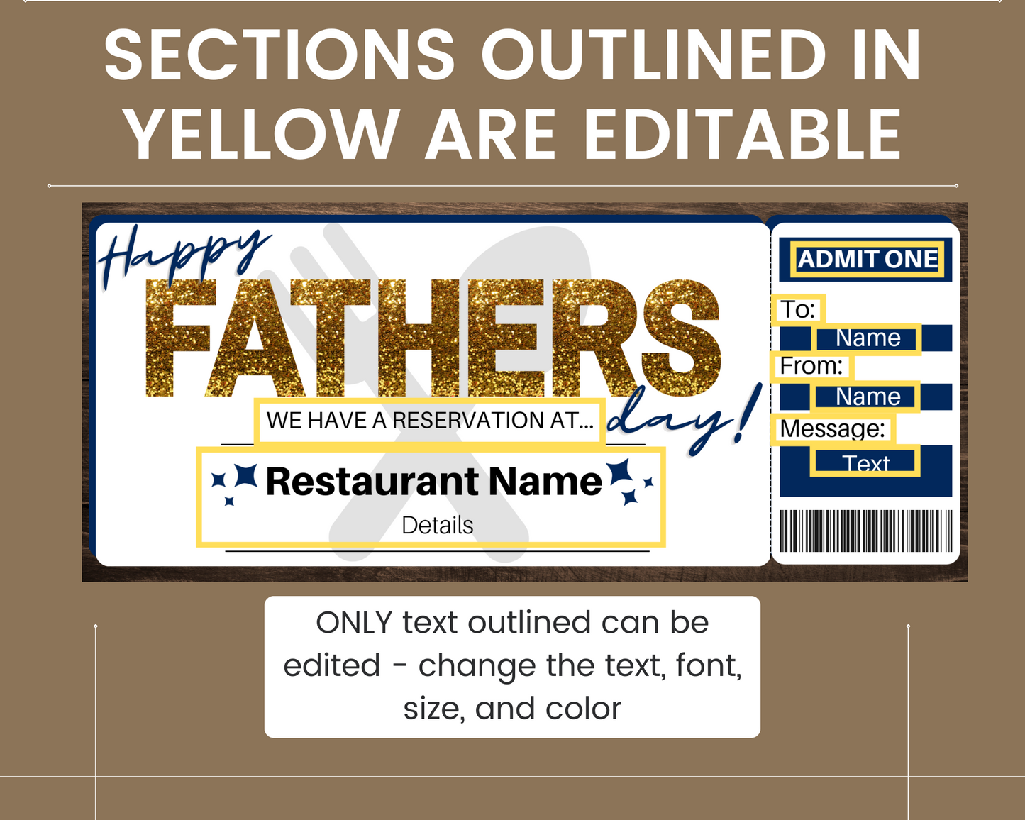 Father's Day Table Reservation Gift Ticket