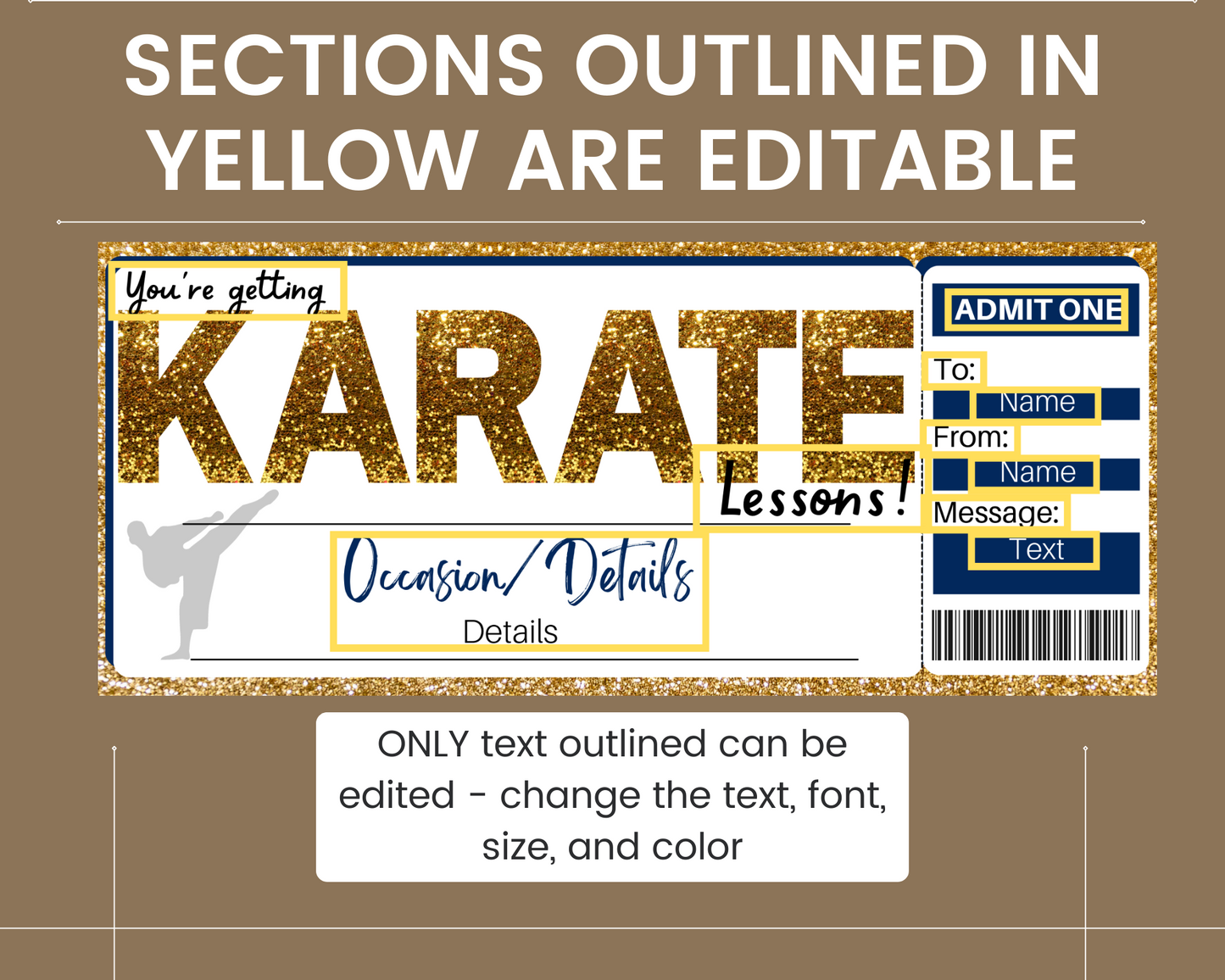 Karate Lessons Gift Ticket Template
