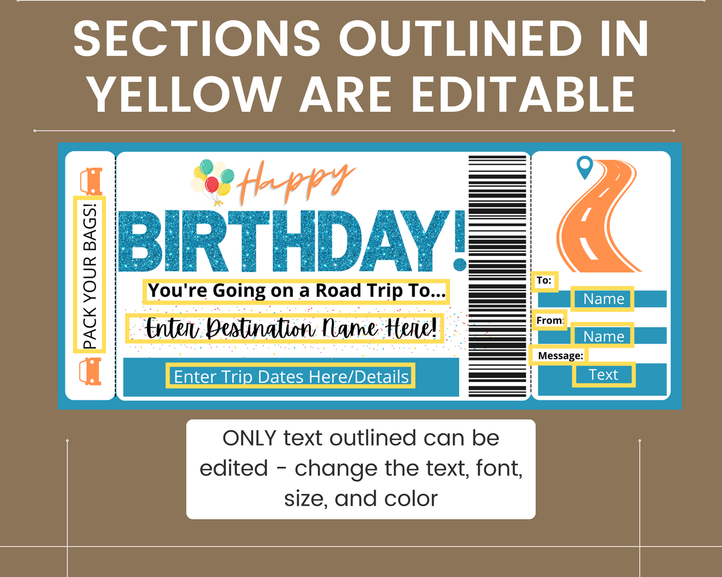 Birthday Road Trip Gift Ticket