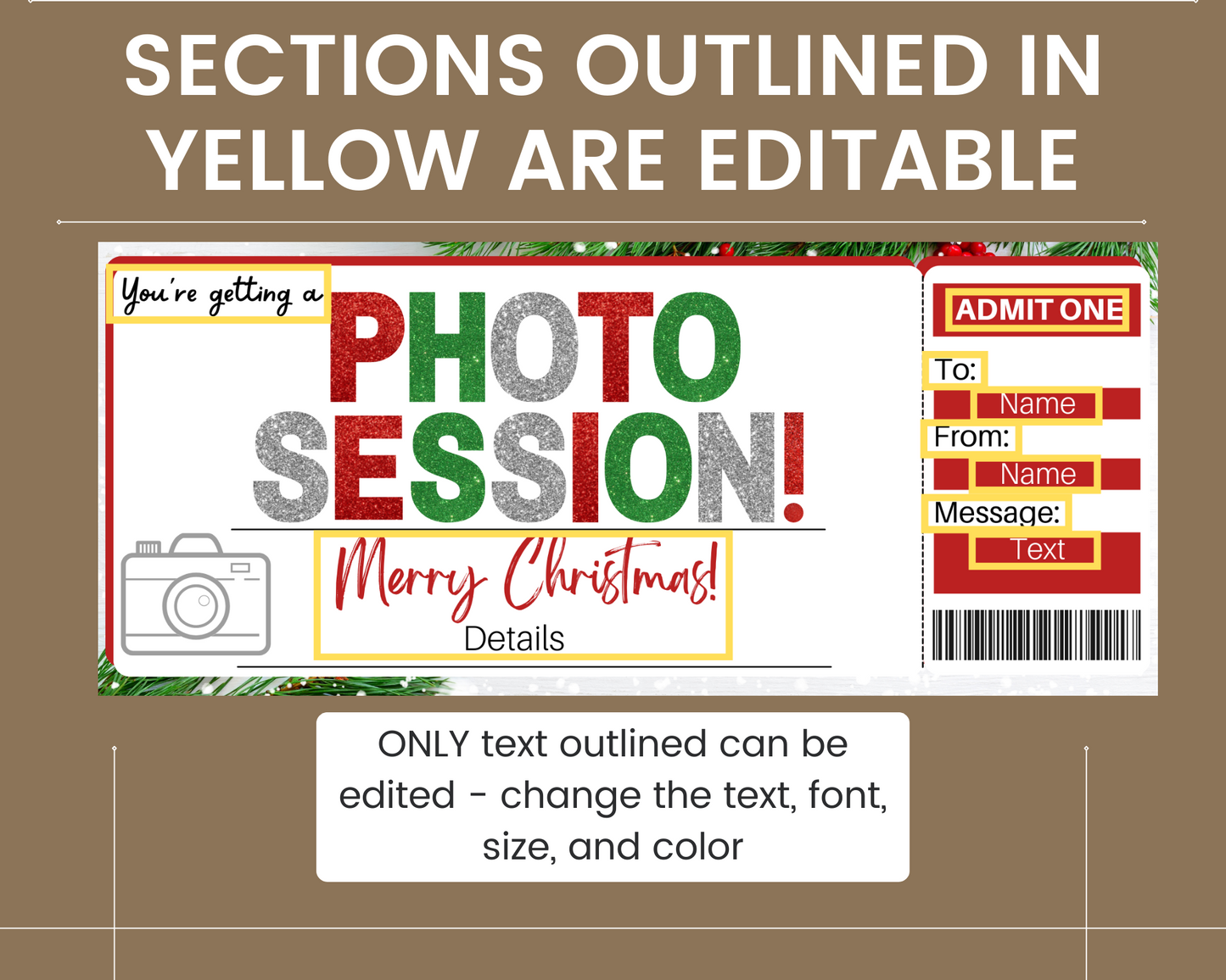 Christmas Photography Session Gift Ticket