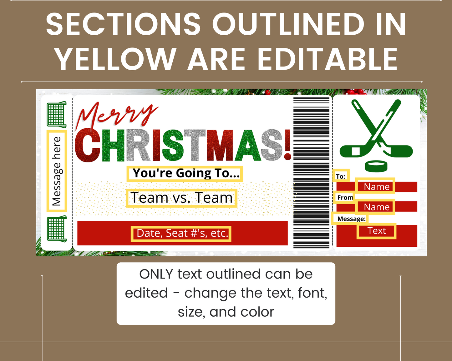 Christmas Hockey Game Gift Certificate