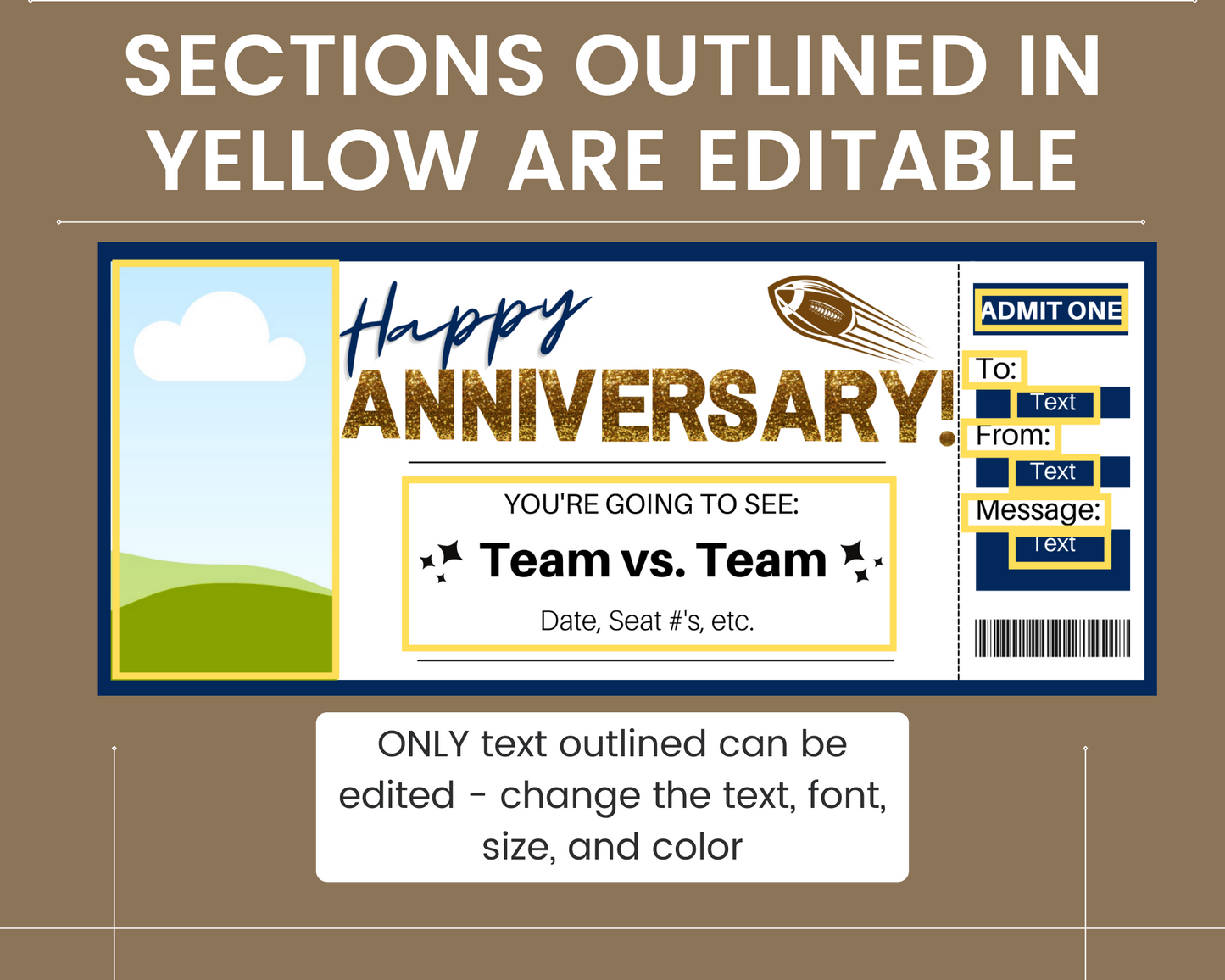Anniversary Football Game Gift Ticket