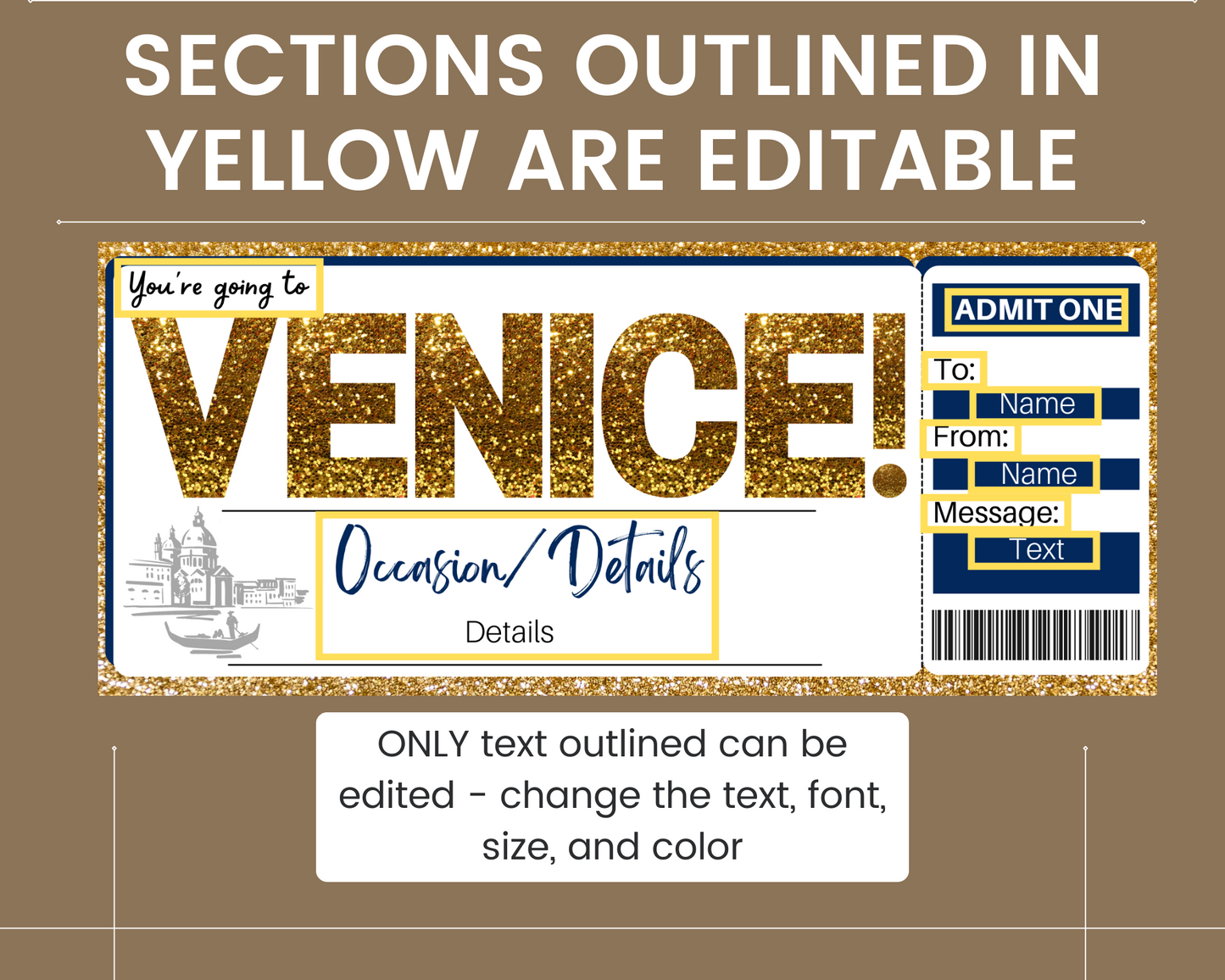 Venice Boarding Pass Ticket Template