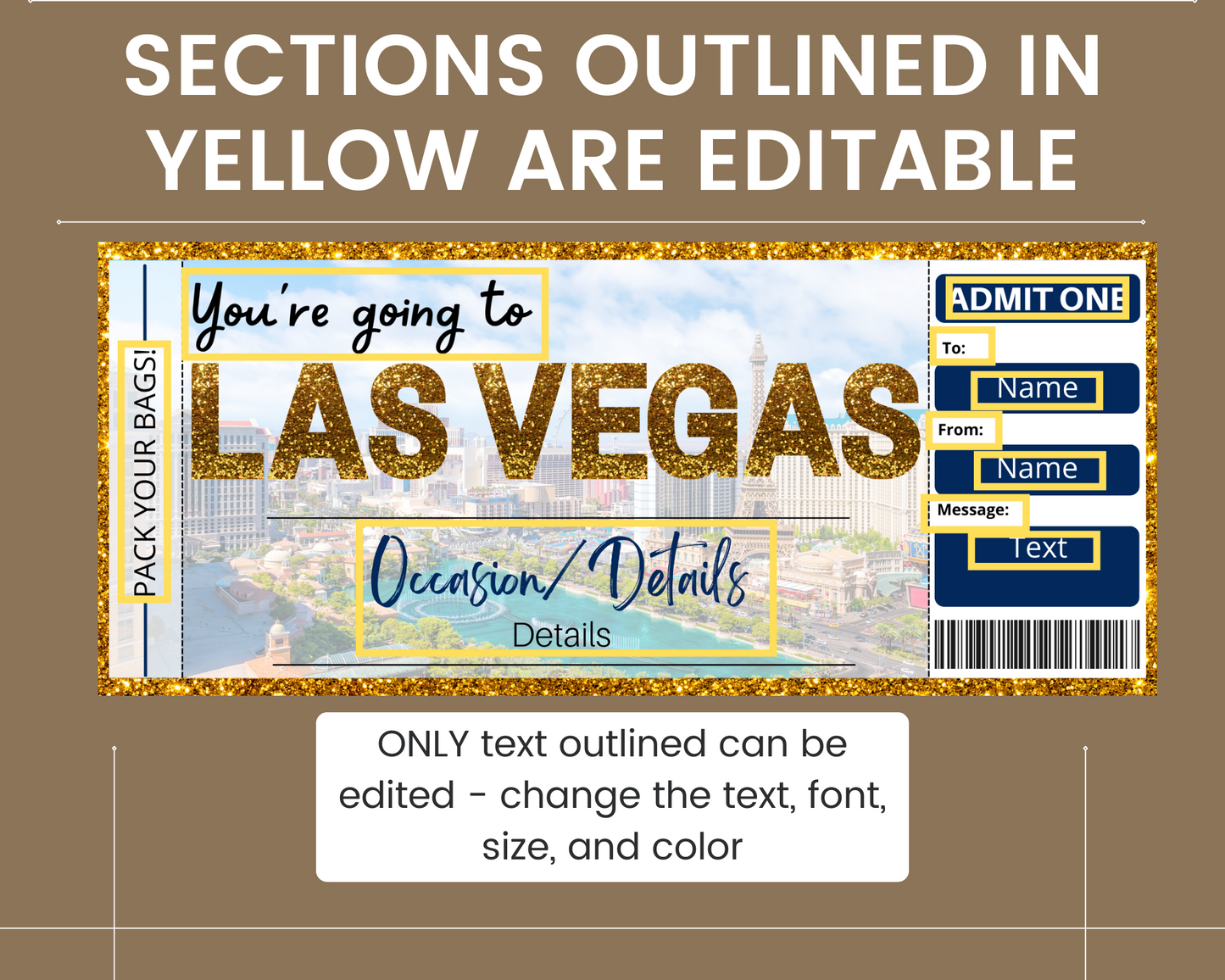 Las Vegas Boarding Pass Gift Template