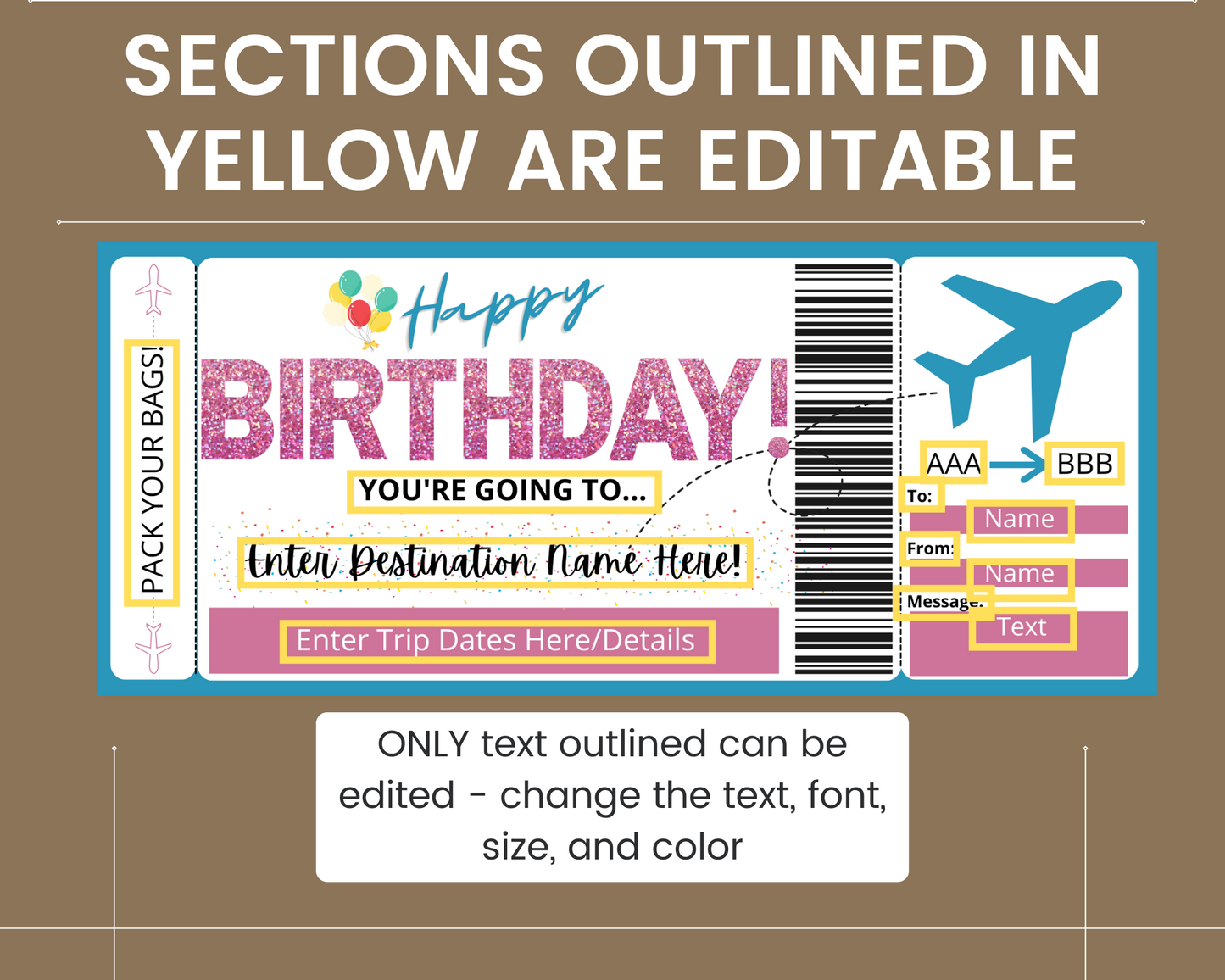 Birthday Boarding Ticket Gift Template