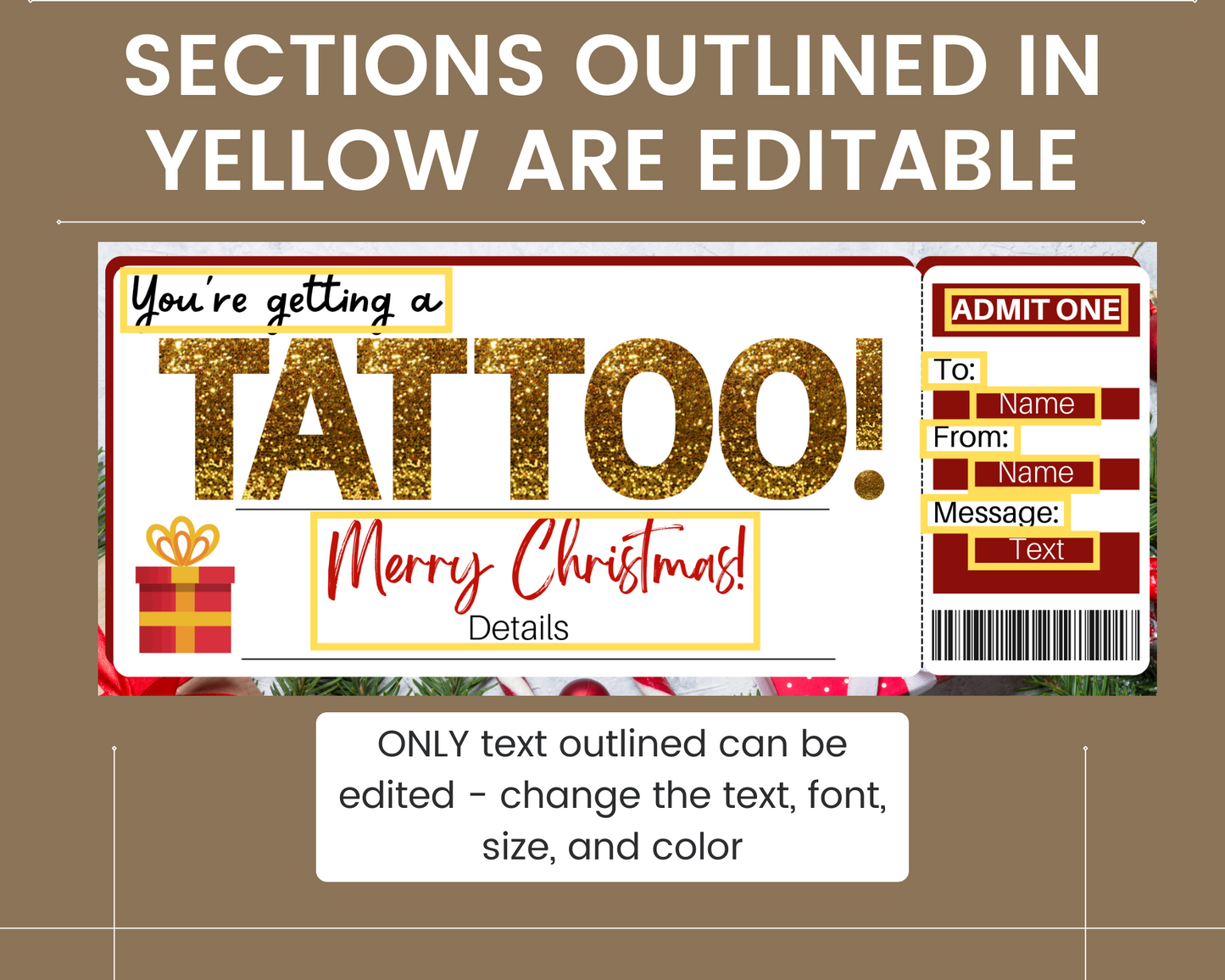 Christmas Tattoo Gift Ticket