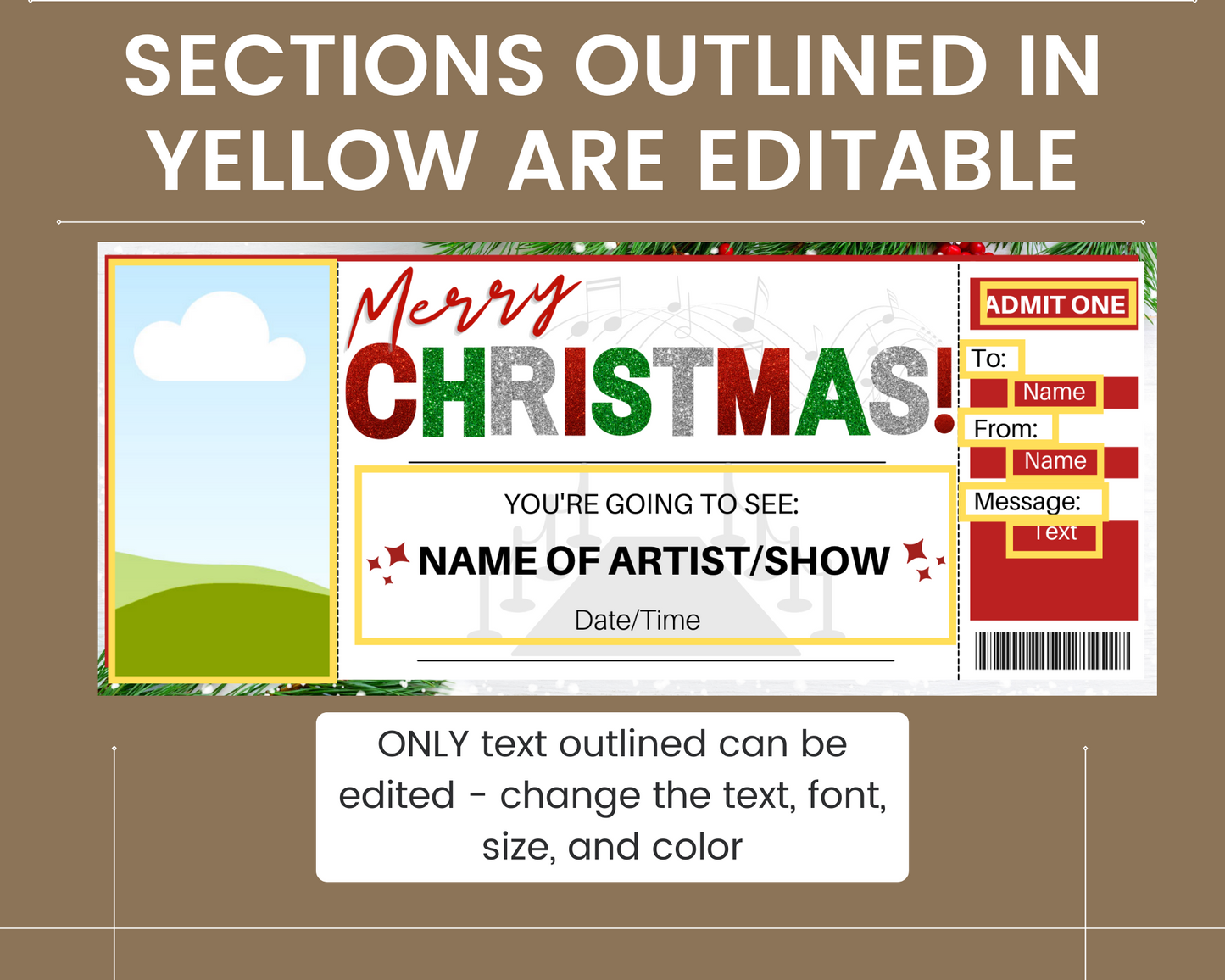 Christmas Concert Ticket: Add your own picture!