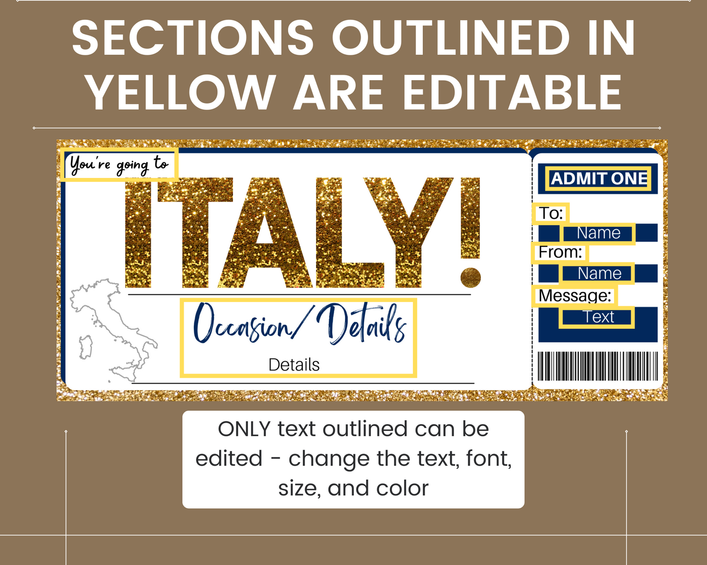 Italy Boarding Pass Template