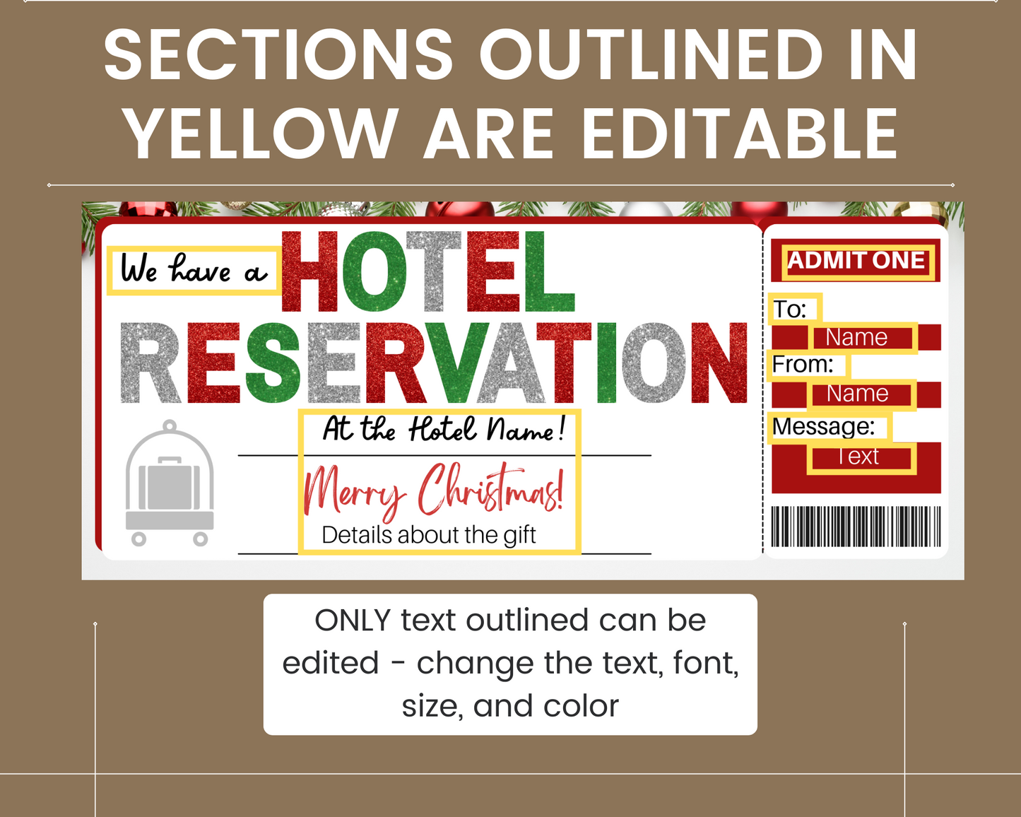 Christmas Hotel Reservation Gift Ticket