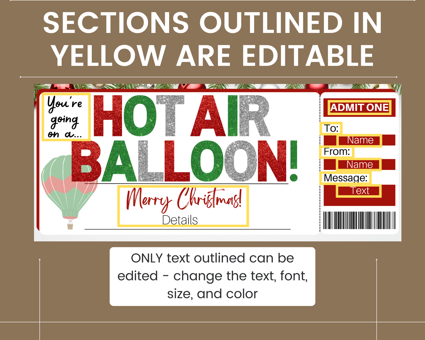 Christmas Hot Air Balloon Gift Ticket