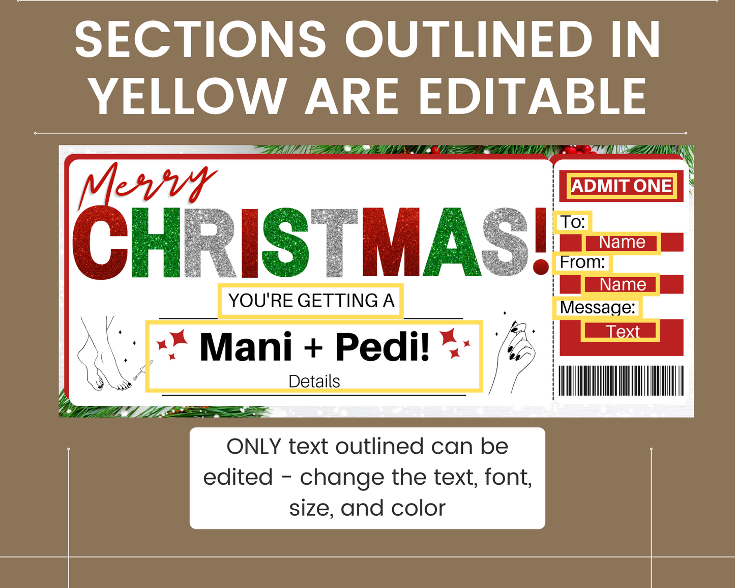 Christmas Mani Pedi Gift Card Template