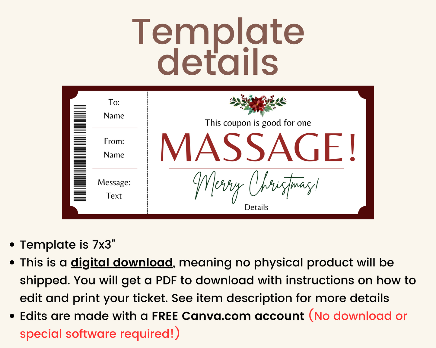 Christmas Massage Gift Card Template